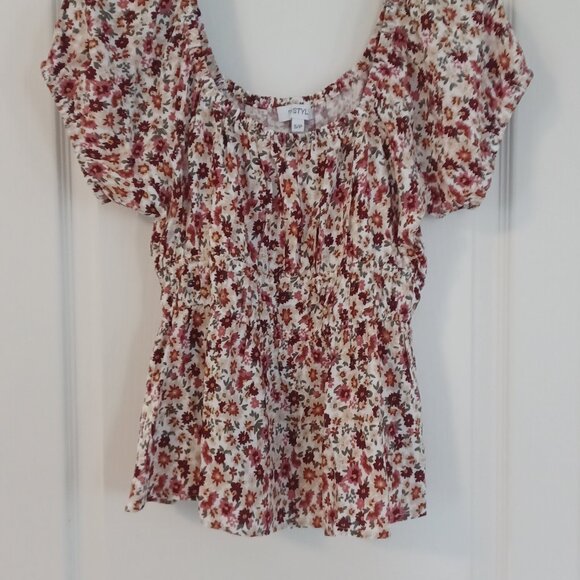 MyStyle Blouse Women Small Floral 100% Rayon Babydoll - Picture 2 of 7